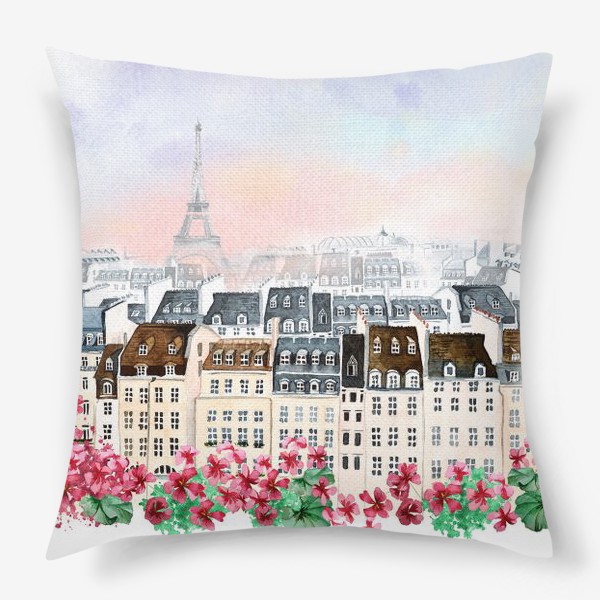 Подушка «Париж акварель»
