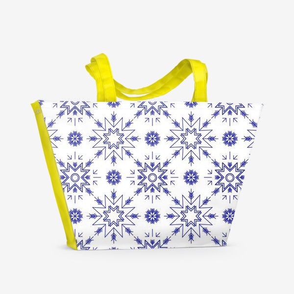Пляжная сумка &laquo;Паттерн с синими снежинками&raquo;