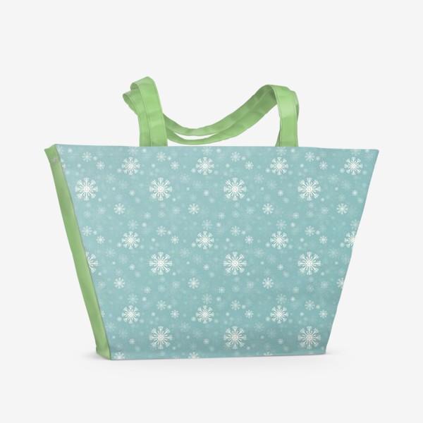 Пляжная сумка «Снежинки на голубом фоне»