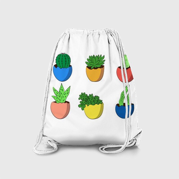 Рюкзак «Симпатичные кактусы в горшочках»