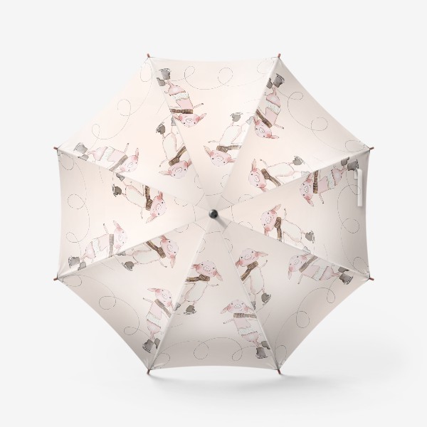 Зонт «Пудровые хрюшки на коньках »