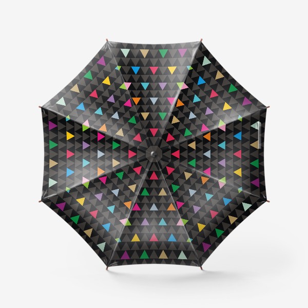 Зонт &laquo;Цветные треугольники на черном фоне&raquo;