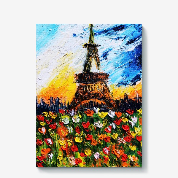 Холст «Париж в тюльпанах»