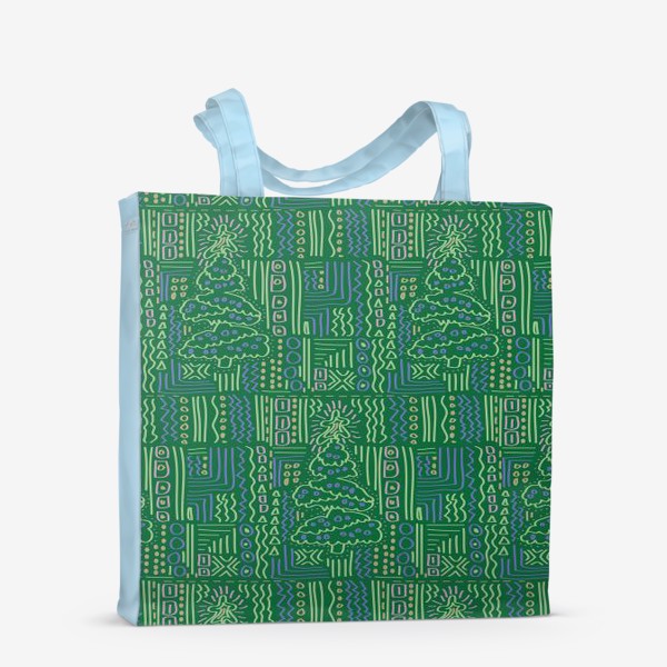 Сумка-шоппер «новогодний зеленый принт»
