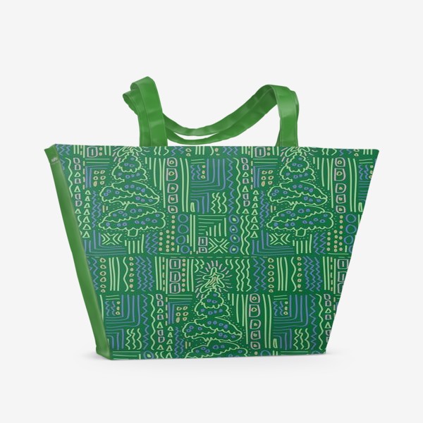 Пляжная сумка «новогодний зеленый принт»