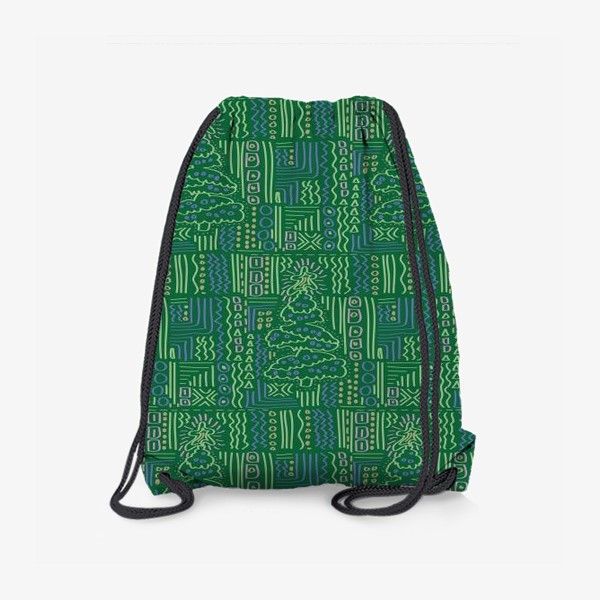 Рюкзак «новогодний зеленый принт»