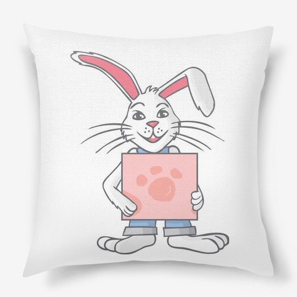 Подушка «белый кролик иллюстрация»