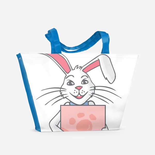 Пляжная сумка &laquo;белый кролик иллюстрация&raquo;