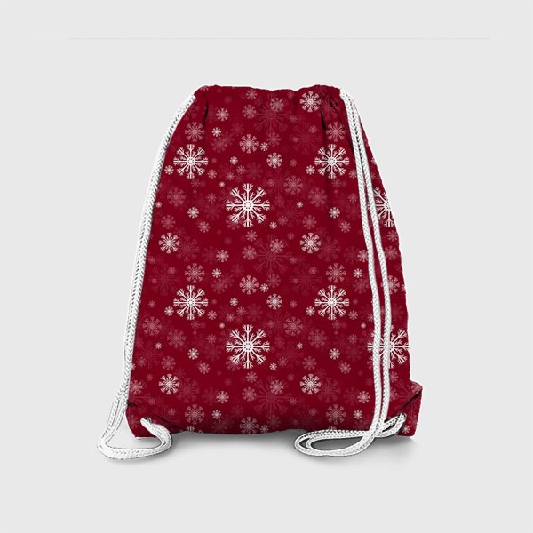 Рюкзак «Снежинки(красный фон)»