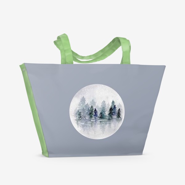 Пляжная сумка «Зимний пейзаж на сером »