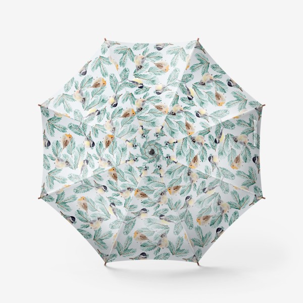 Зонт «Узор с зимними птицами»