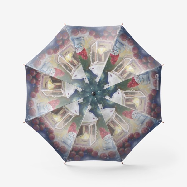 Зонт «Милый снеговик с рождественским фонарем»