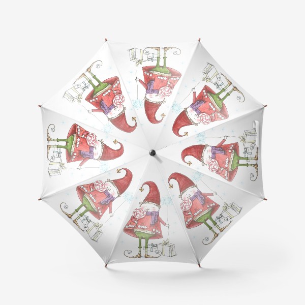 Зонт «Новогодний гномик с леденцом»