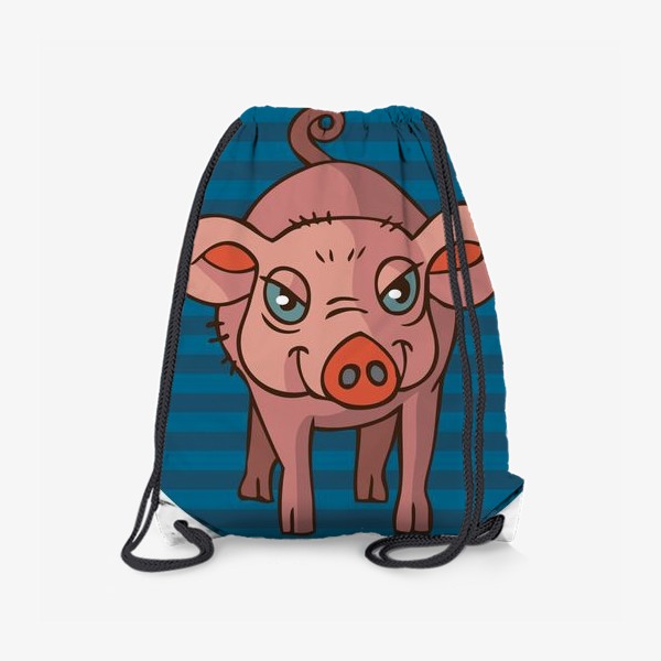Рюкзак «свинья в синем круге иллюстрация»