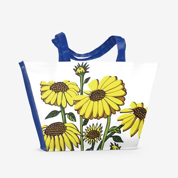 Пляжная сумка «подсолнухи желтые цветы в вазе»