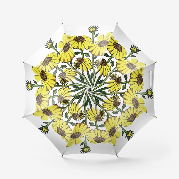 Зонт «подсолнухи желтые цветы в вазе»