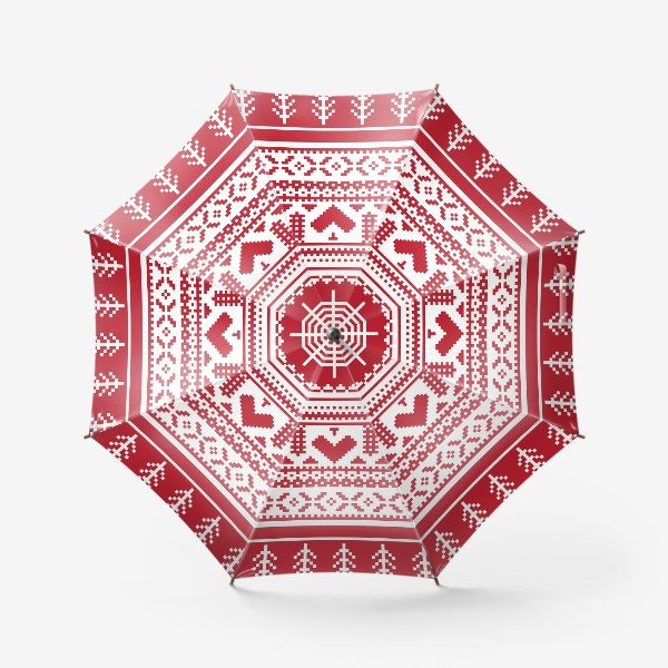 Зонт «имитация вязаного орнамента красный»