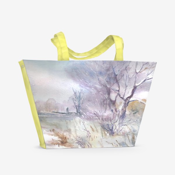 Пляжная сумка «Зимний пейзаж,снег»
