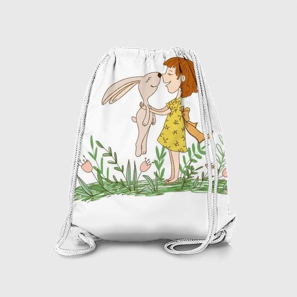 Рюкзак «девочка с кроликом нос к носу»