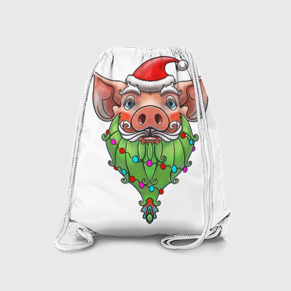 Рюкзак «Санта свинка новогодняя елка»