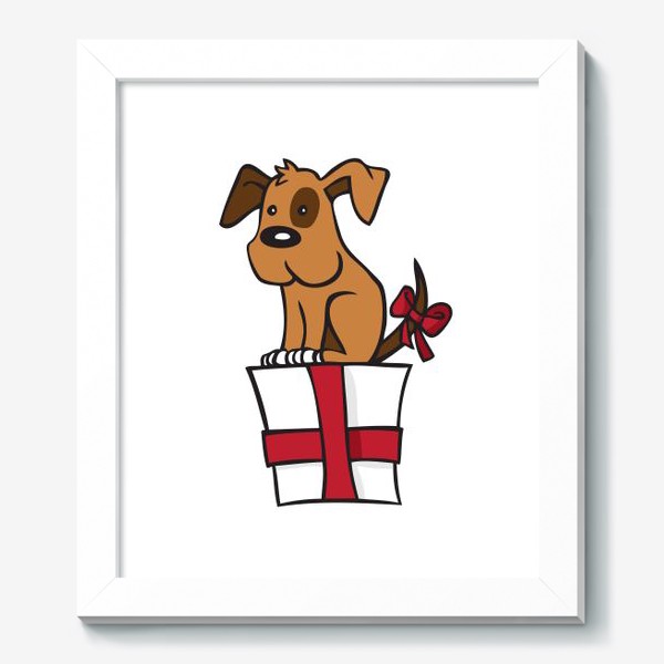 Картина «собака сидит на коробке подарке», купить в интернет-магазине в  Москве, автор: Ольга Ботина, цена: 4850 рублей, 15564.67162.542417.1401075