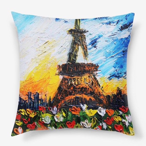 Подушка «Париж в тюльпанах»