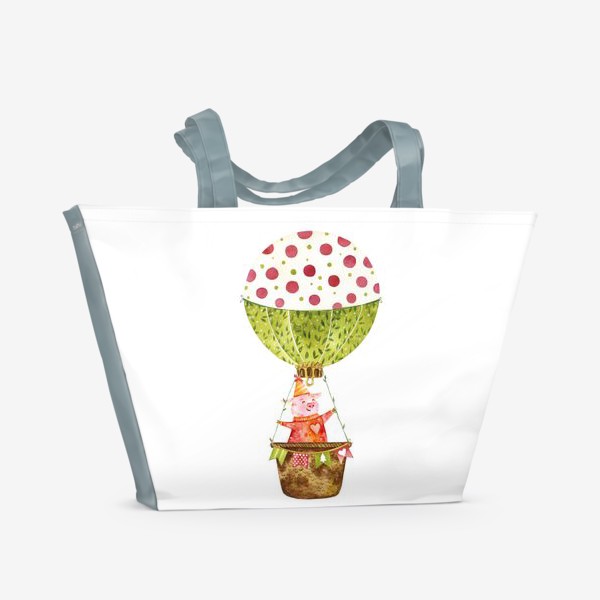 Пляжная сумка «Поросенок на воздушном шаре»