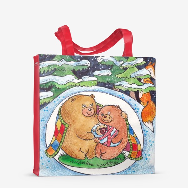 Сумка-шоппер «Семья медведей. Мишки зимуют в лесу»