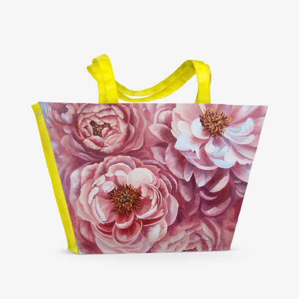 Пляжная сумка «Вихрь розовых пионов.»