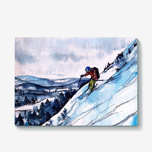 Холст «Лыжник в горах»
