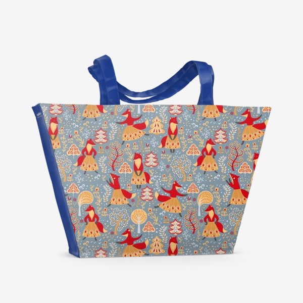 Пляжная сумка «Танцующие лисички в зимнем лесу. »