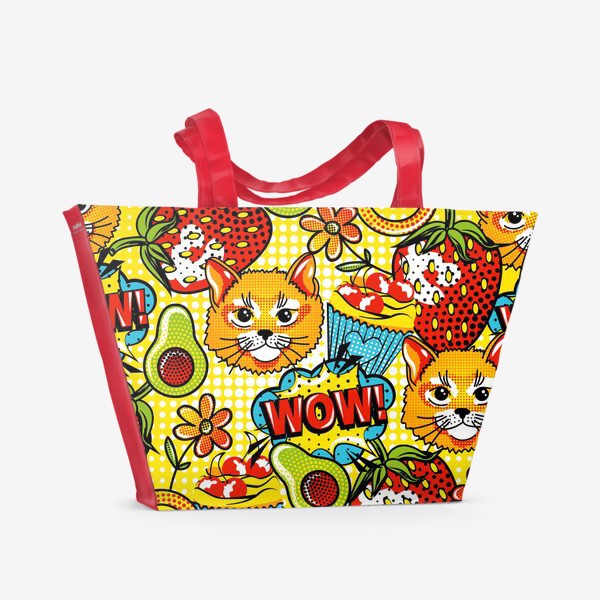 Пляжная сумка «Котик и сладости»