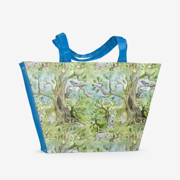 Пляжная сумка «Лес. Зайцы в лесу»