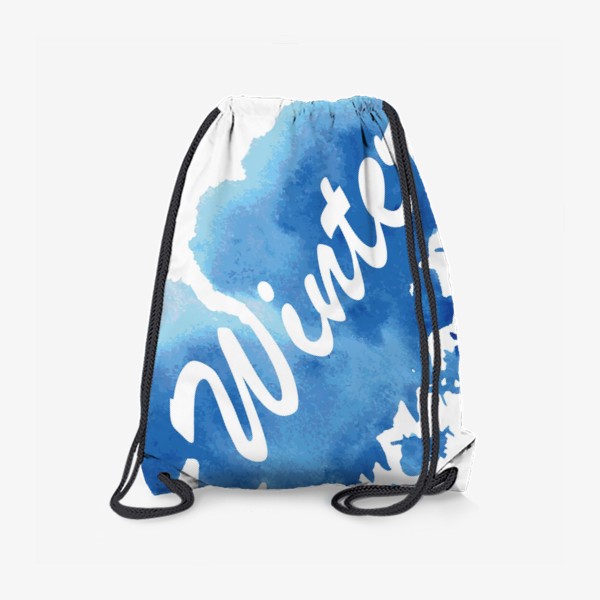 Рюкзак «акварельная клякса синяя с надписью зима»