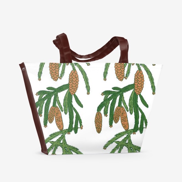 Пляжная сумка «еловые ветки с шишками»