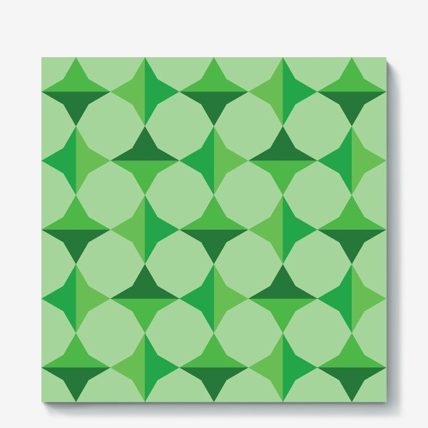 Холст «зеленый орнамент с четырехконечными звездами»