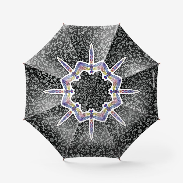 Зонт «Стрекоза на черном фоне»