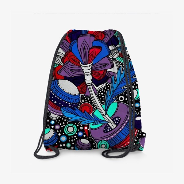 Рюкзак «Фантастический цветок на черном фоне»