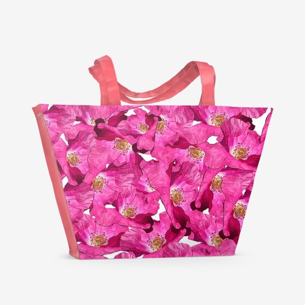 Пляжная сумка «Цветочный паттерн.Маки.»