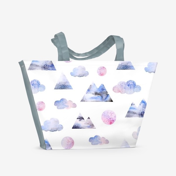 Пляжная сумка «Паттерн Горы, облака, луна»