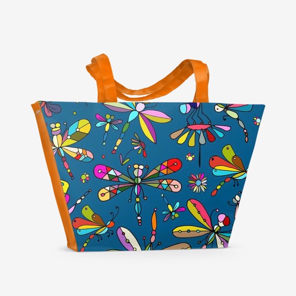 Пляжная сумка «Стрекозы всех цветов радуги»