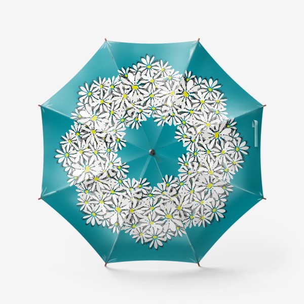 Зонт «Белое на бирюзовом»