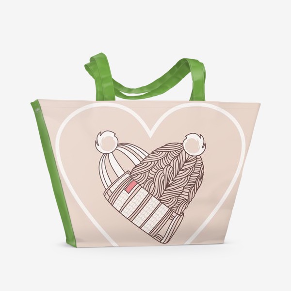 Пляжная сумка «Шапки и сердце»