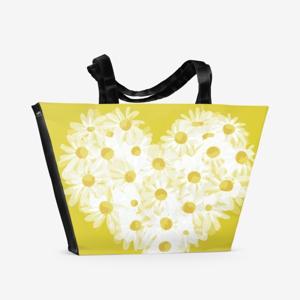 Пляжная сумка «Милые ромашки на желтом фоне.»
