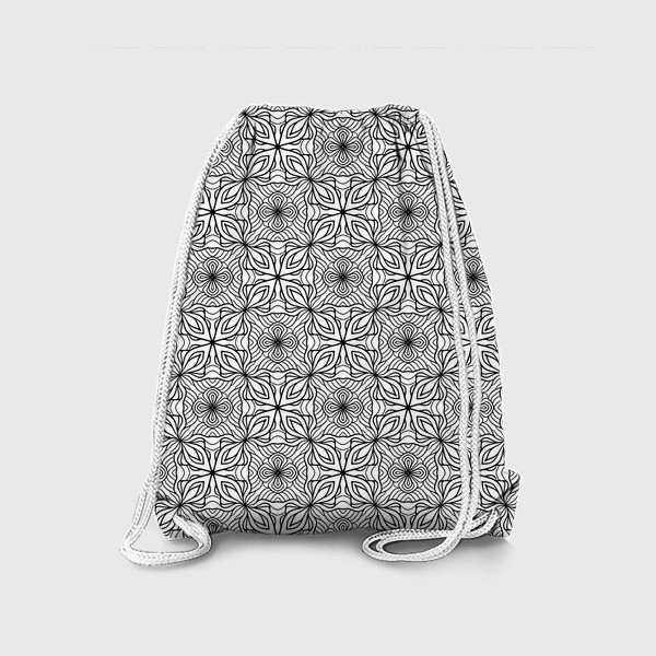 Рюкзак «Цветочный орнамент черное на белом»