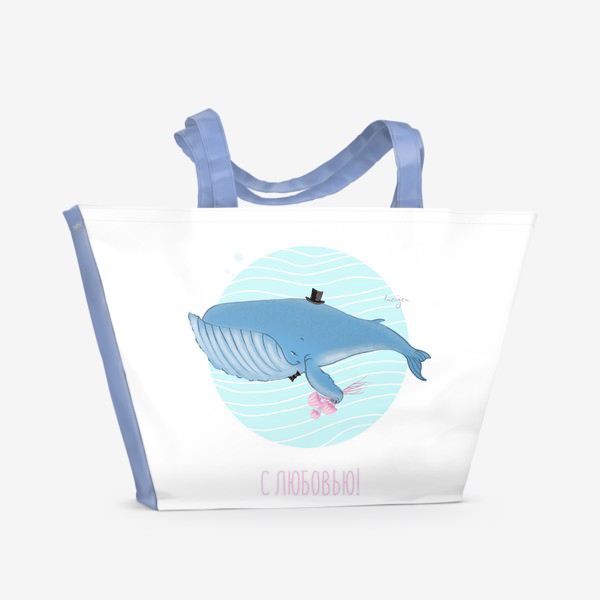 Пляжная сумка «Кит в шляпе с букетом медуз»