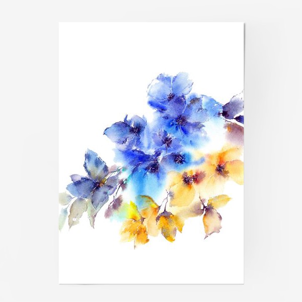 Постер «Голубые и желтые цветы»