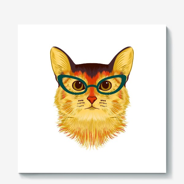 Холст «Портрет абиссинской кошки в очках»