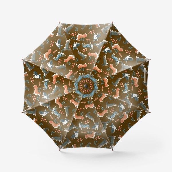 Зонт «Корги и лесные мотивы»