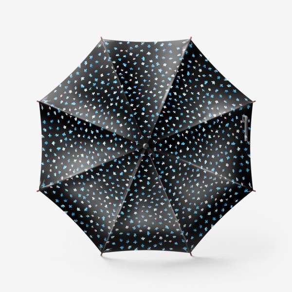 Зонт «Незабудки на чёрном фоне»